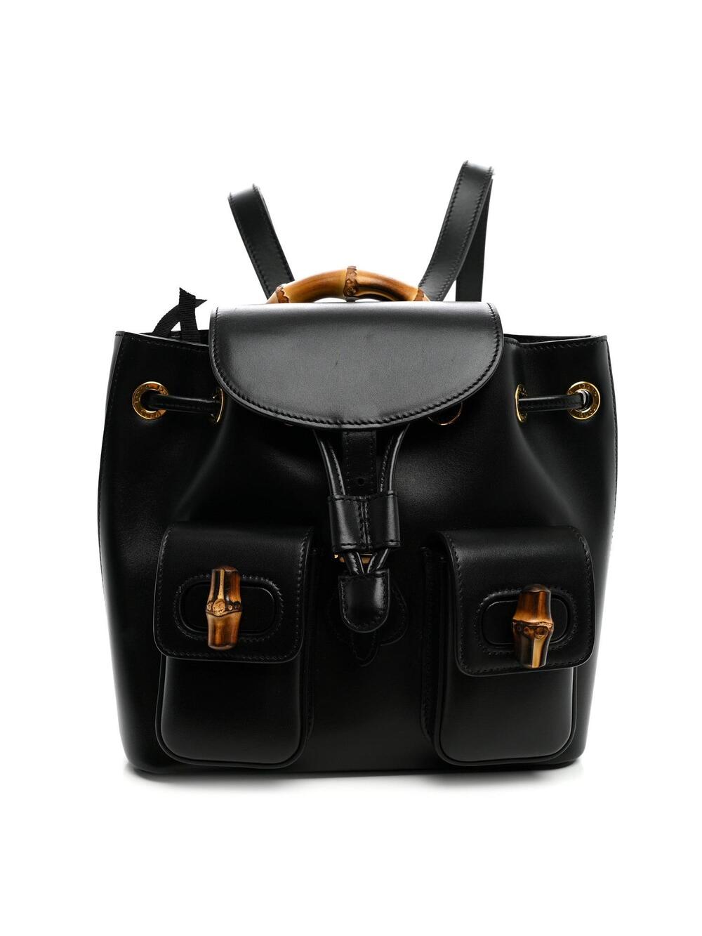 Gucci Calfskin Bamboo Backpack Black #334367G10B